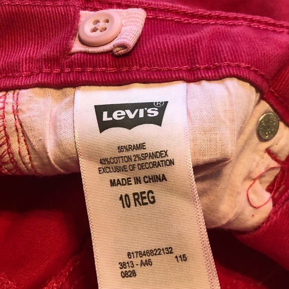 Levi’s Girls Denim Midi Short Fuchsia Adjustable Waist Size 10R - Picture 7 of 7